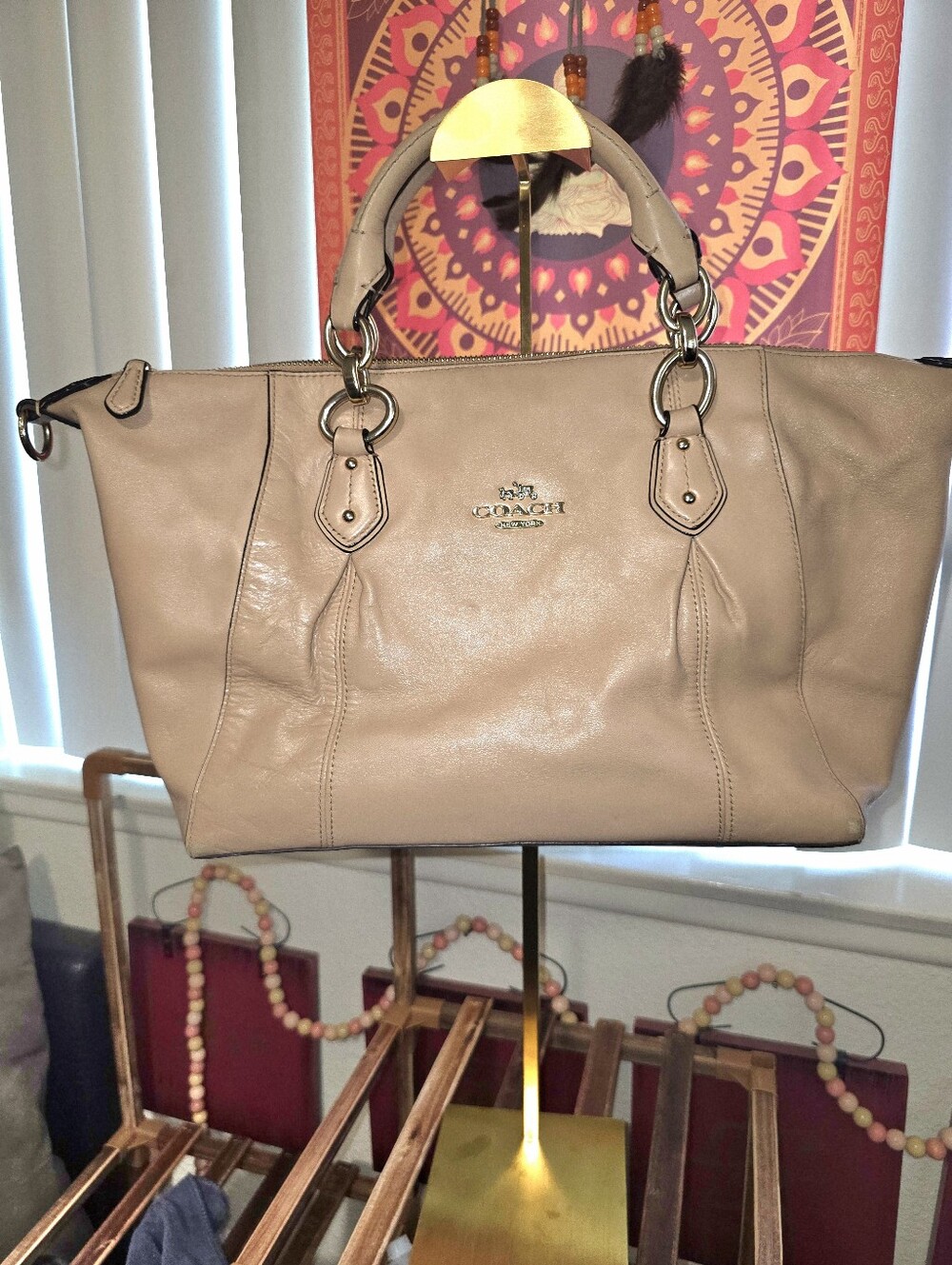 Coach Beige Collette Leather Satchel - Picture 3 of 12